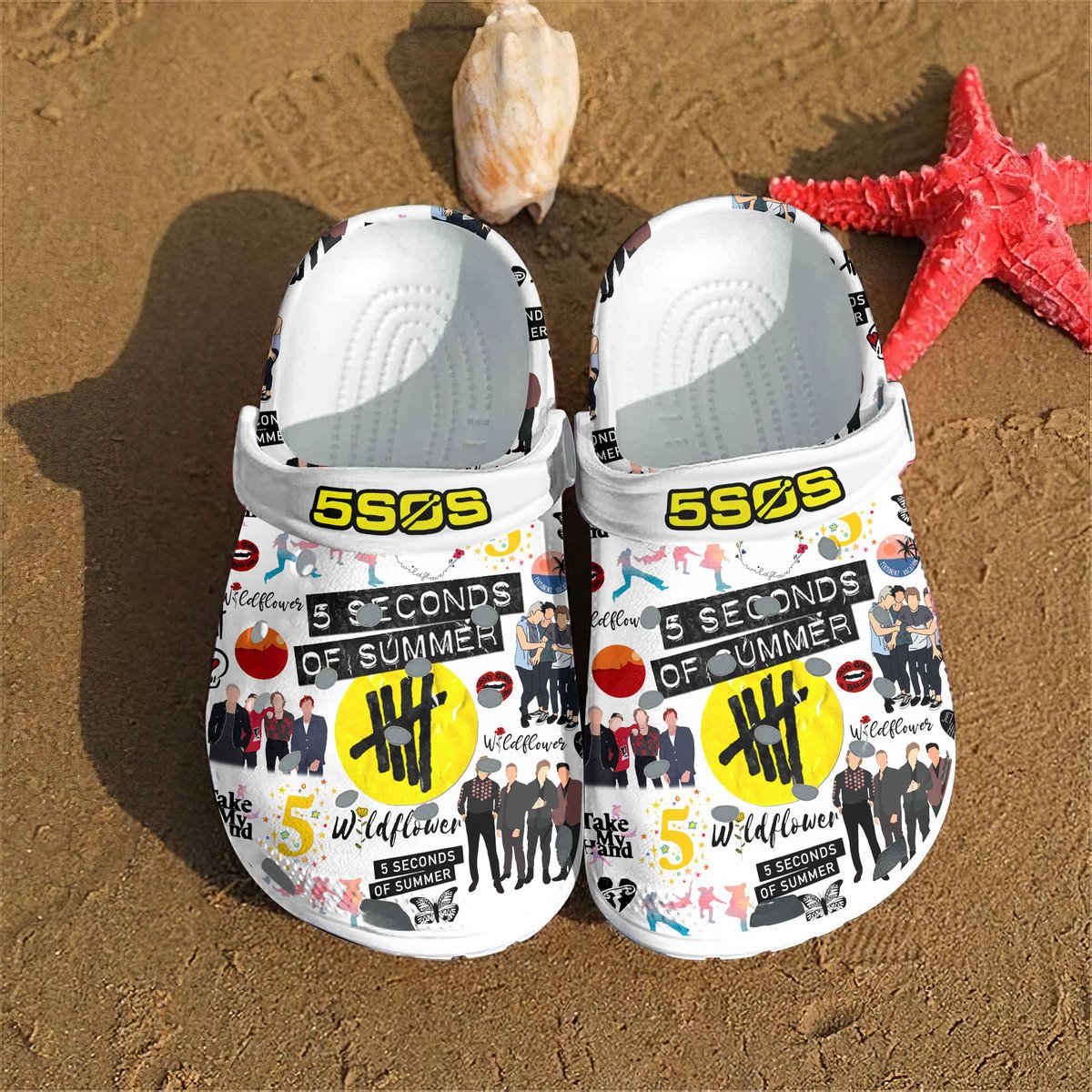 5 Seconds Of Summer Music Crocs Crocband Clogs Shoes for Shower Shoes