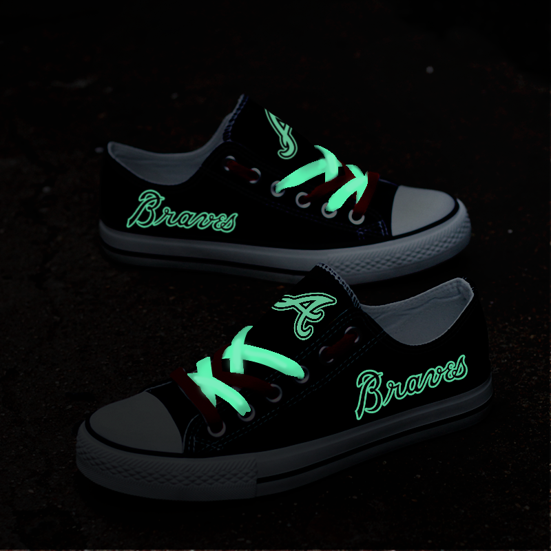 Atlanta Braves Limited Print MLB Baseball Fans Luminous Low Top Canvas Shoes Sport Sneakers T-DV288HY
