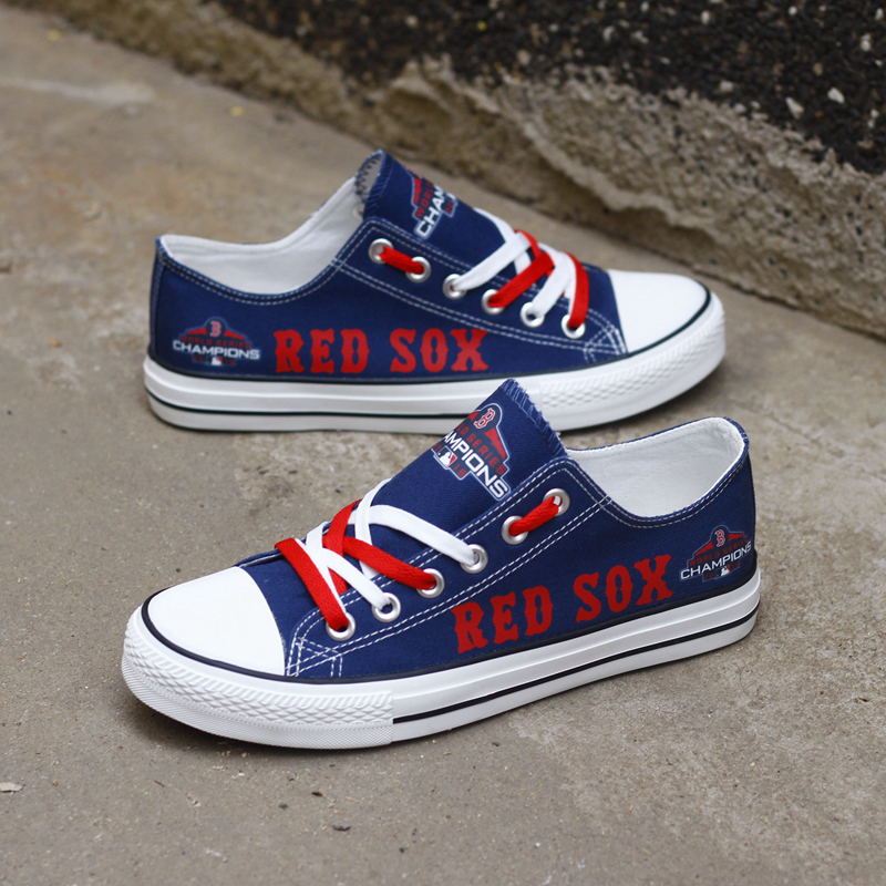 Boston Red Sox Limited Print MLB Baseball Fans Low Top Canvas Shoes Sport Sneakers T-DAC137L