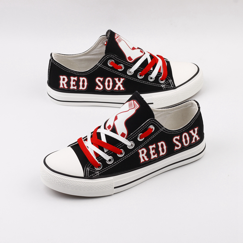 Boston Red Sox Limited Print MLB Baseball Fans Luminous Low Top Canvas Shoes Sport Sneakers T-DJ64HY