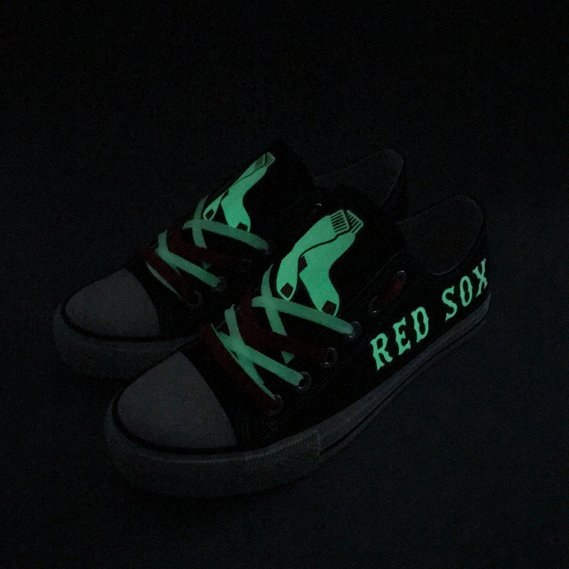 Boston Red Sox Limited Print MLB Baseball Fans Luminous Low Top Canvas Shoes Sport Sneakers T-DJ64HY