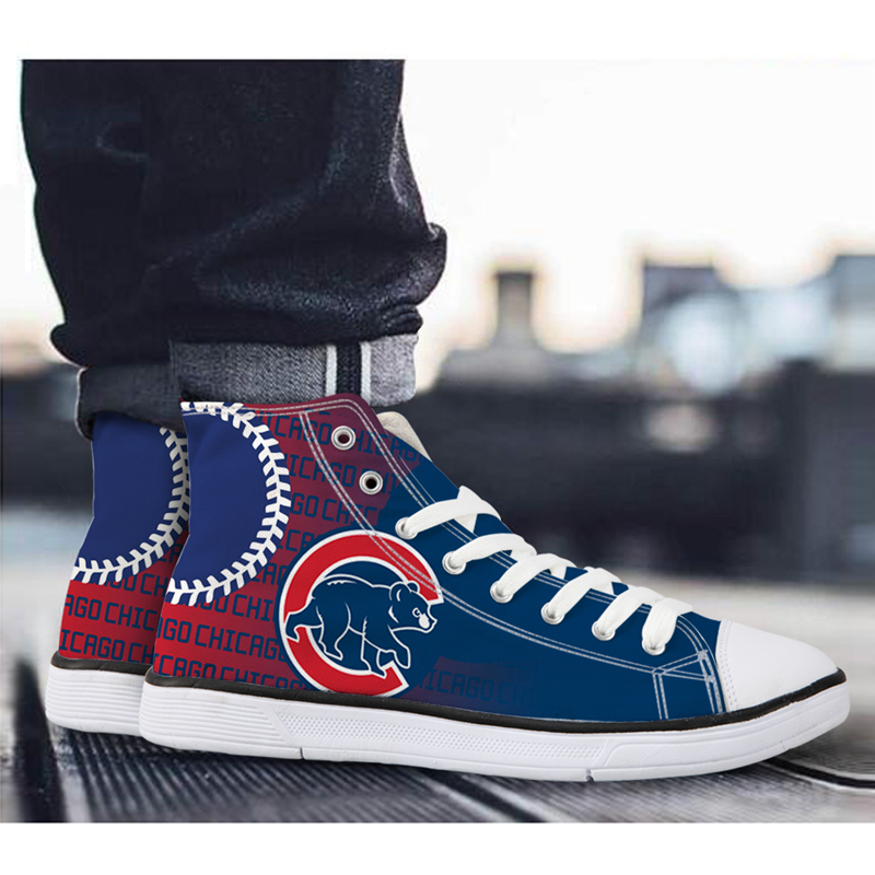 Chicago Cubs 3D Print MLB Baseball Fans Casual Canvas Shoes Lace-Up Sport Sneakers AK19083