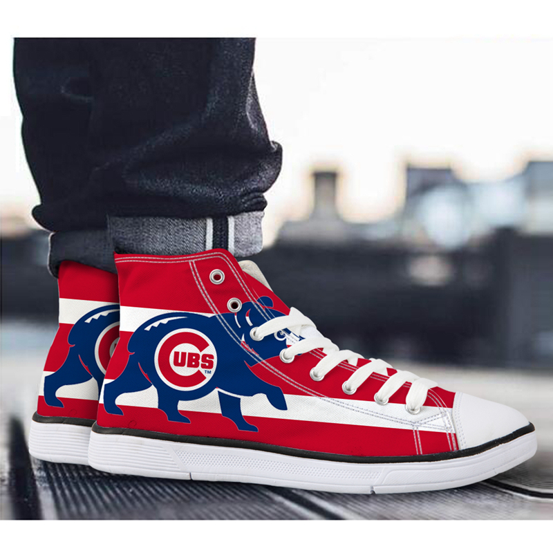 Chicago Cubs 3D Print MLB Baseball Fans Casual Canvas Shoes Lace-Up Sport Sneakers AK19084