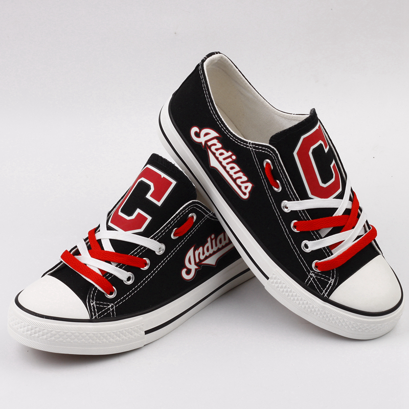 Cleveland Indians Limited Print MLB Baseball Fans Luminous Low Top Canvas Shoes Sport Sneakers T-DJ69HY