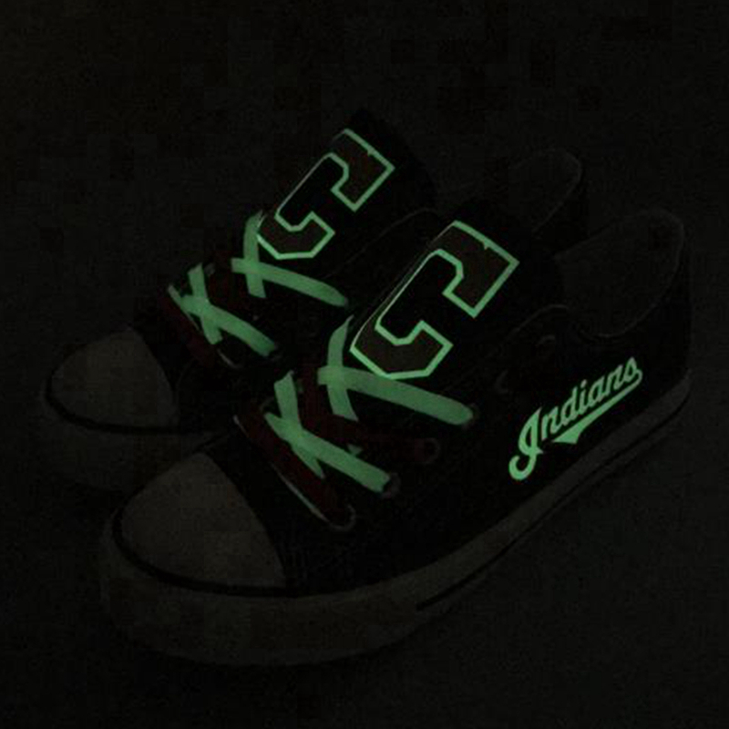 Cleveland Indians Limited Print MLB Baseball Fans Luminous Low Top Canvas Shoes Sport Sneakers T-DJ69HY