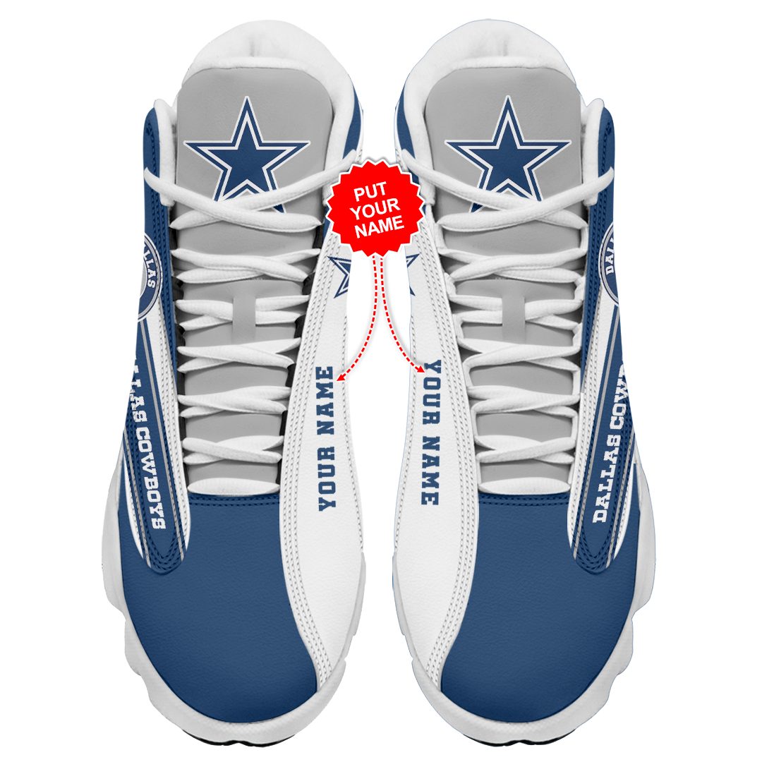 Custom NFL Dallas Cowboys Custom Name Air Jordan 13 Shoes V5 for Men Women