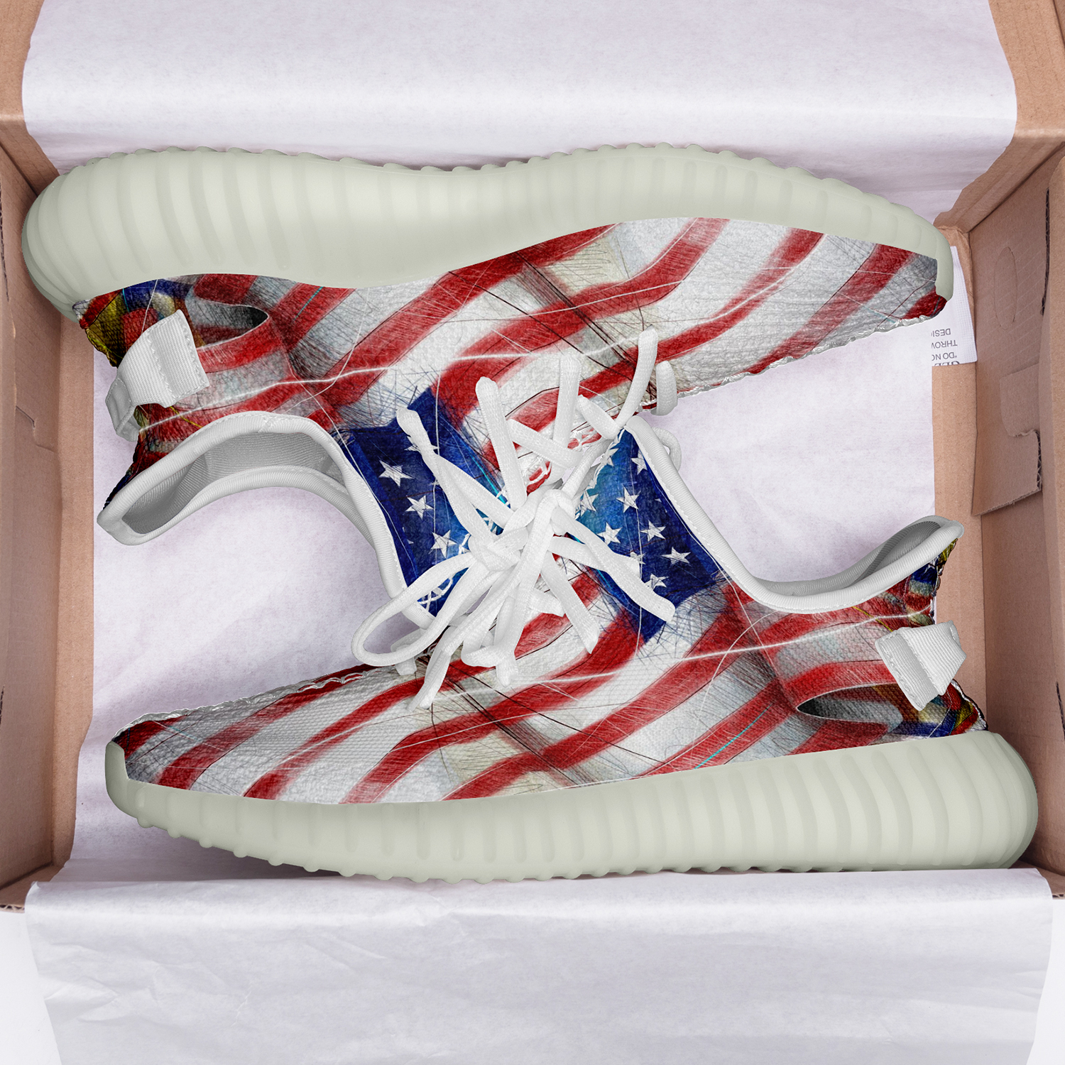 Customize America Flag Full Print New Yeezy Sneakers Men Women Sport Shoes YZ190901107