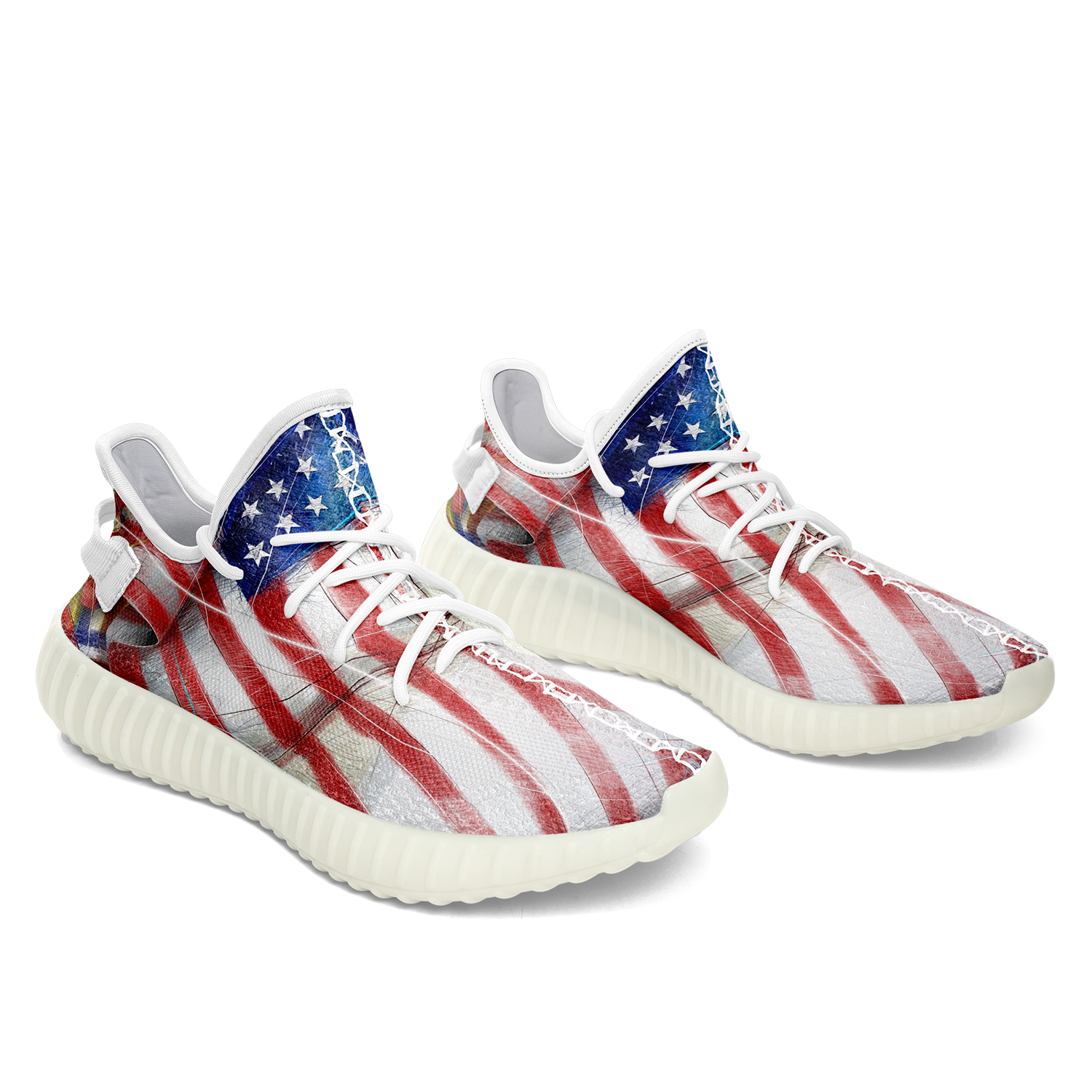 Customize America Flag Full Print New Yeezy Sneakers Men Women Sport Shoes YZ190901107