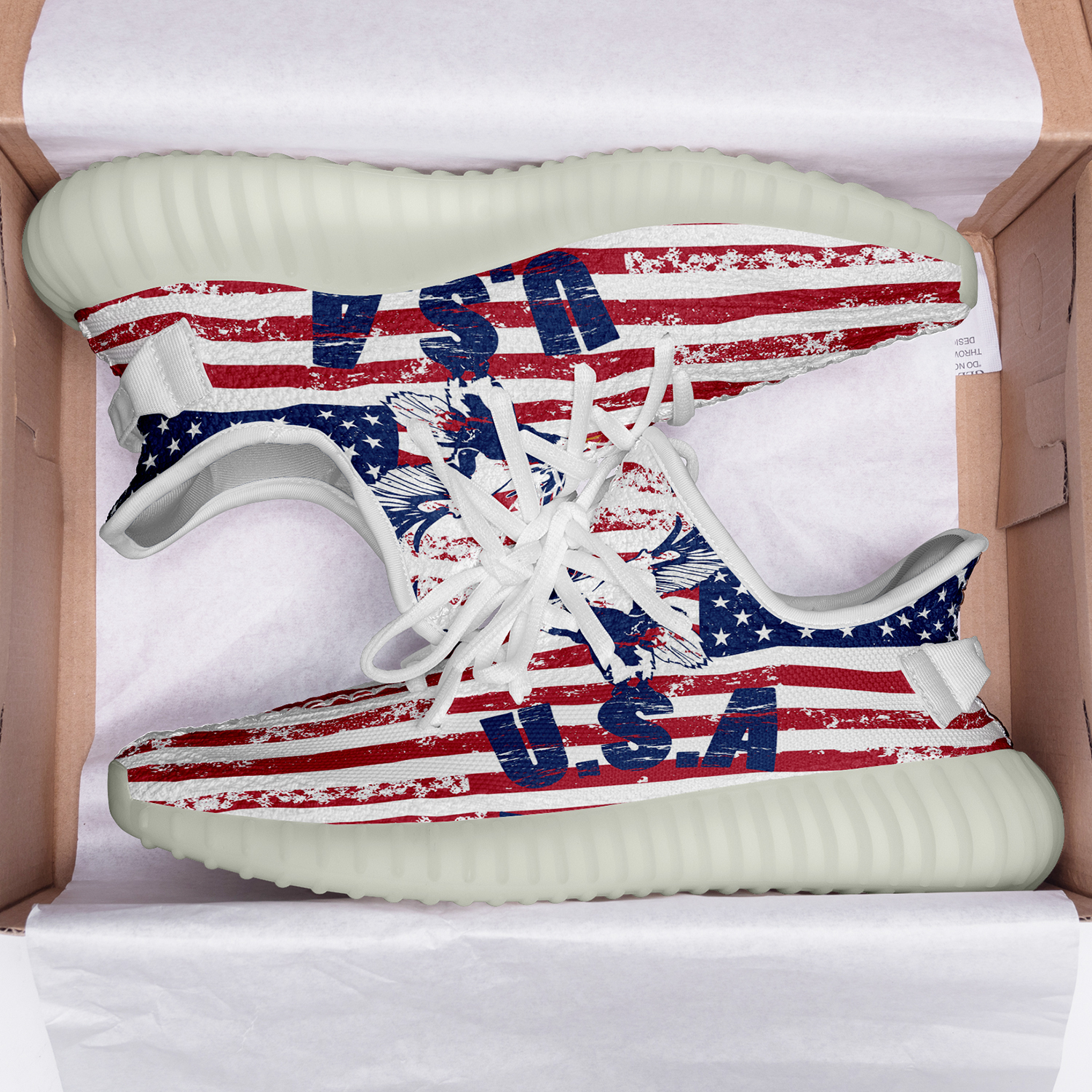 Customize America Flag Full Print New Yeezy Sneakers Men Women Sport Shoes YZ190901112