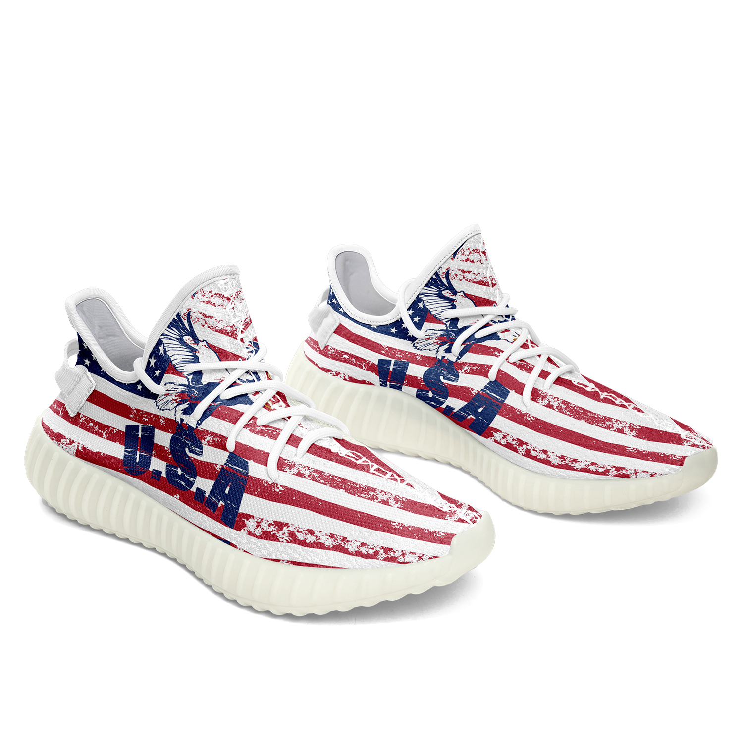 Customize America Flag Full Print New Yeezy Sneakers Men Women Sport Shoes YZ190901112