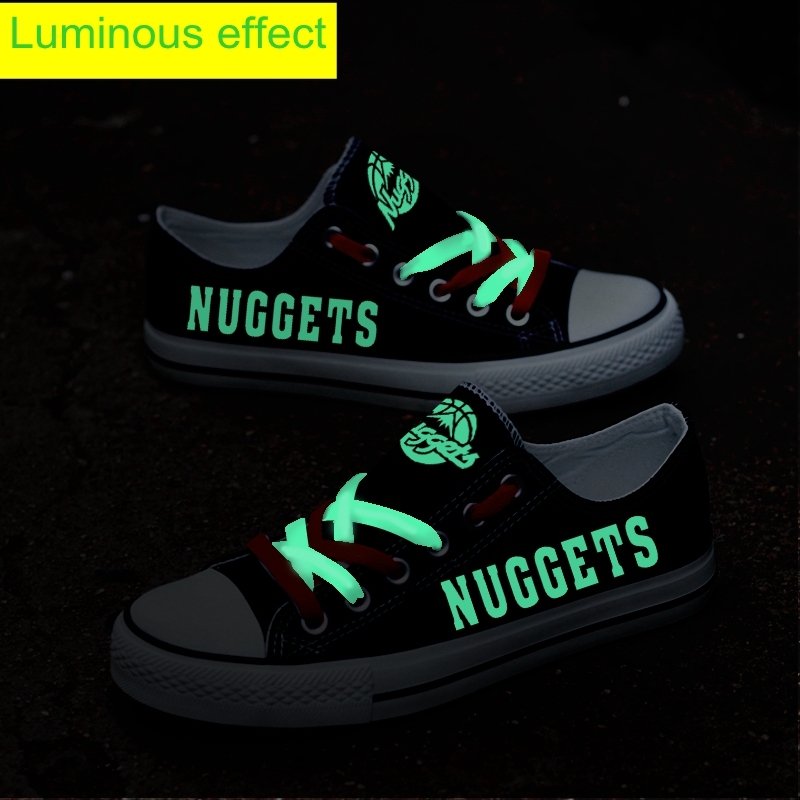 Denver Nuggets Limited Print NBA Basketball Fans Luminous Low Top Canvas Shoes Sport Sneakers T-DJ59LY