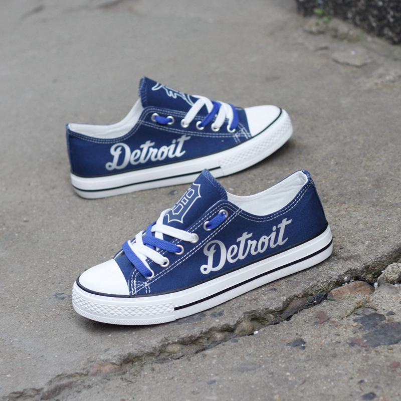 Detroit Tigers Limited Print MLB Baseball Fans Low Top Canvas Shoes Sport Sneakers T-DJ172L