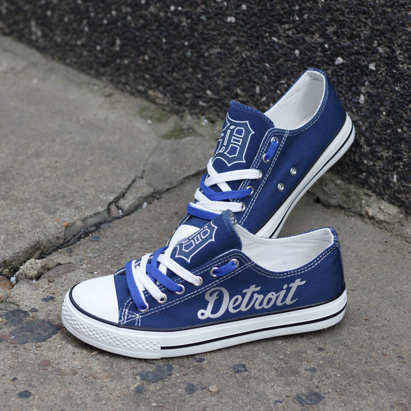 Detroit Tigers Limited Print MLB Baseball Fans Low Top Canvas Shoes Sport Sneakers T-DJ172L