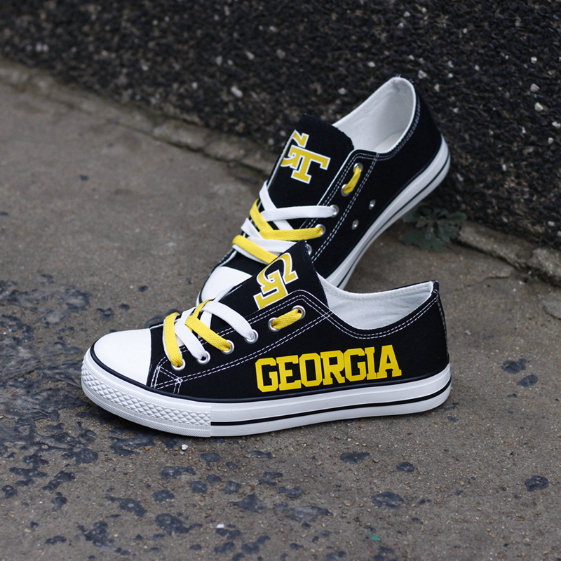 Georgia Tech Yellow Jackets Limited Print NCAA College Students Low Top Canvas Shoes Sport Sneakers T-DV145H
