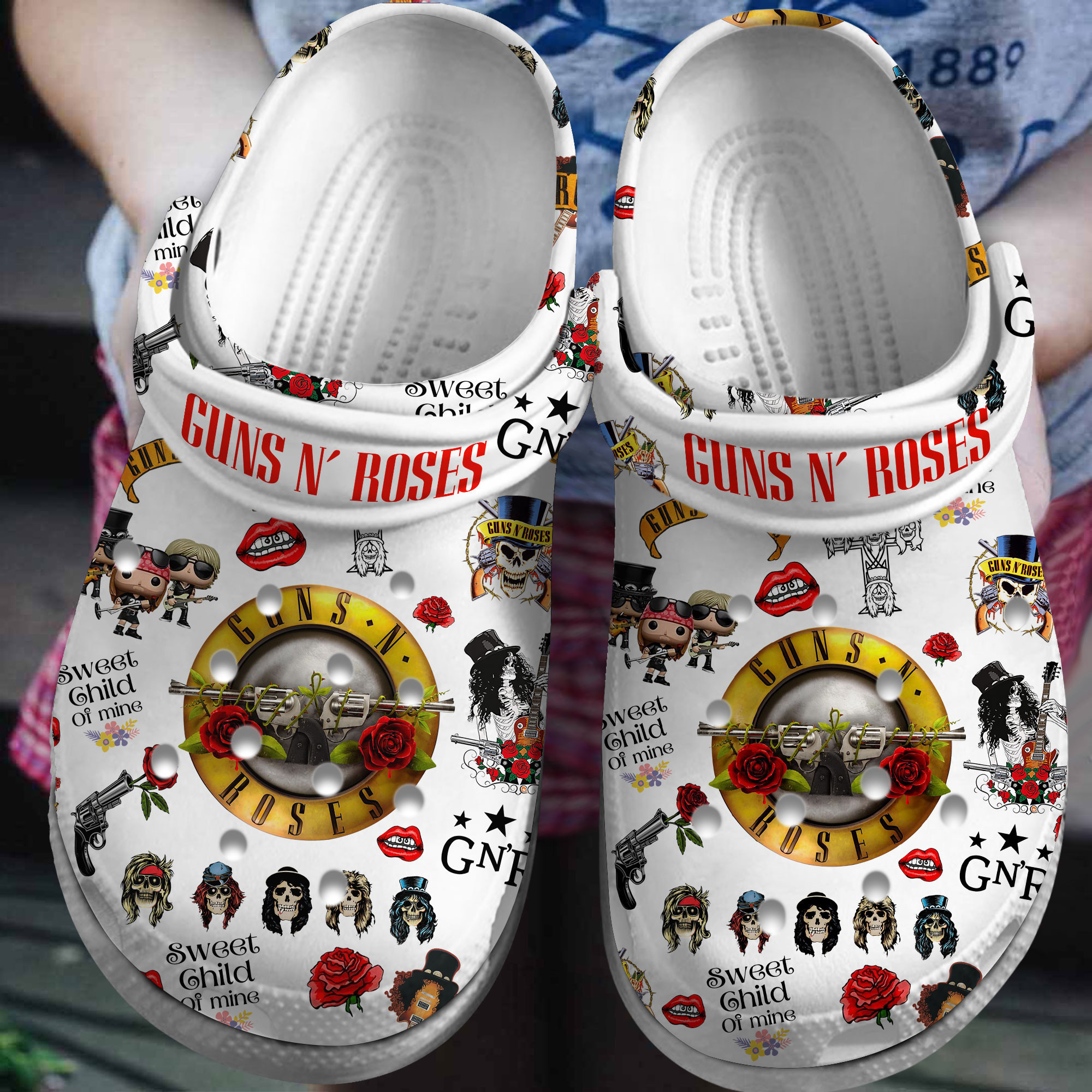 Guns N' Roses Music Crocs Crocband Clogs Shoes for Rainy Season Rookbrand