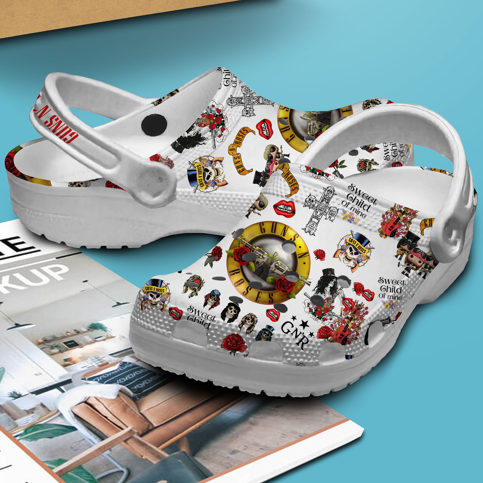 Guns N' Roses Music Crocs Crocband Clogs Shoes for Rainy Season Rookbrand