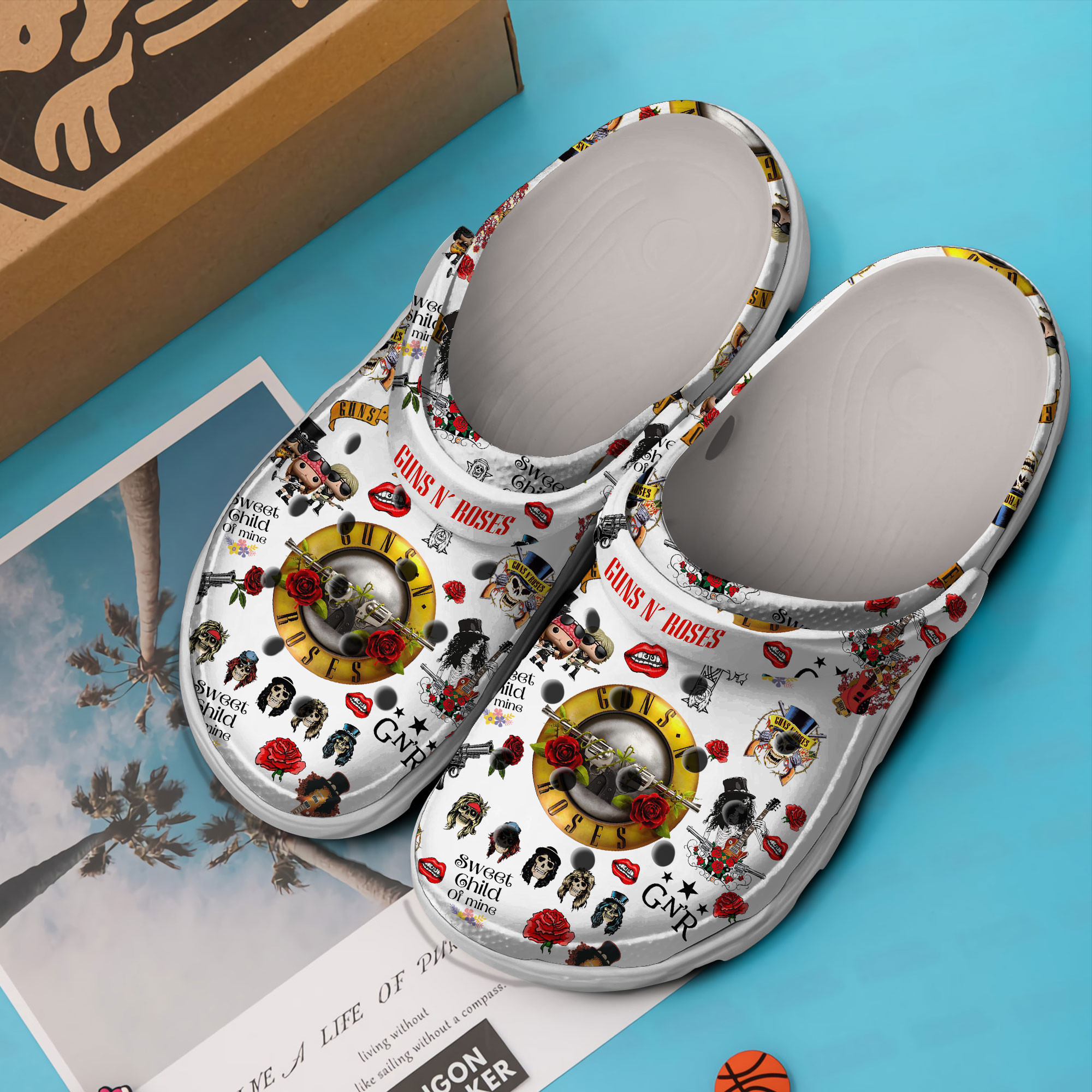 Guns N' Roses Music Crocs Crocband Clogs Shoes for Rainy Season Rookbrand