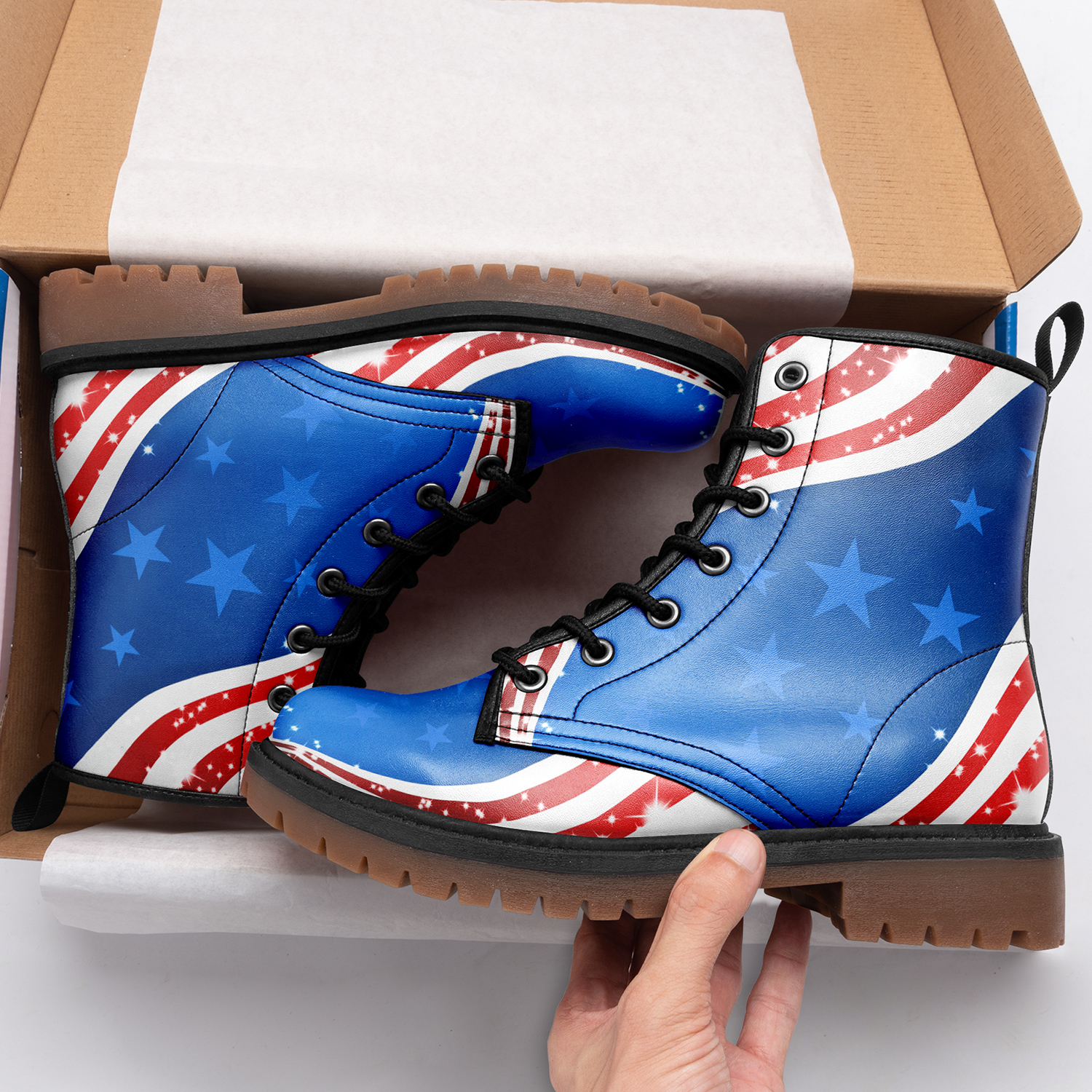 High Top Women Men Timboot 3D Printed America Flag Design Casual Boot BB191001019