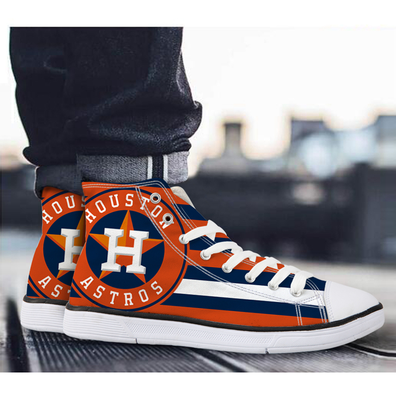 Houston Astros 3D Print MLB Baseball Fans Casual Canvas Shoes Lace-Up Sport Sneakers AK19086