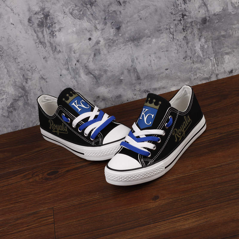 Kansas City Royals Limited Print MLB Baseball Fans Low Top Canvas Shoes Sport Sneakers T-DAC110H