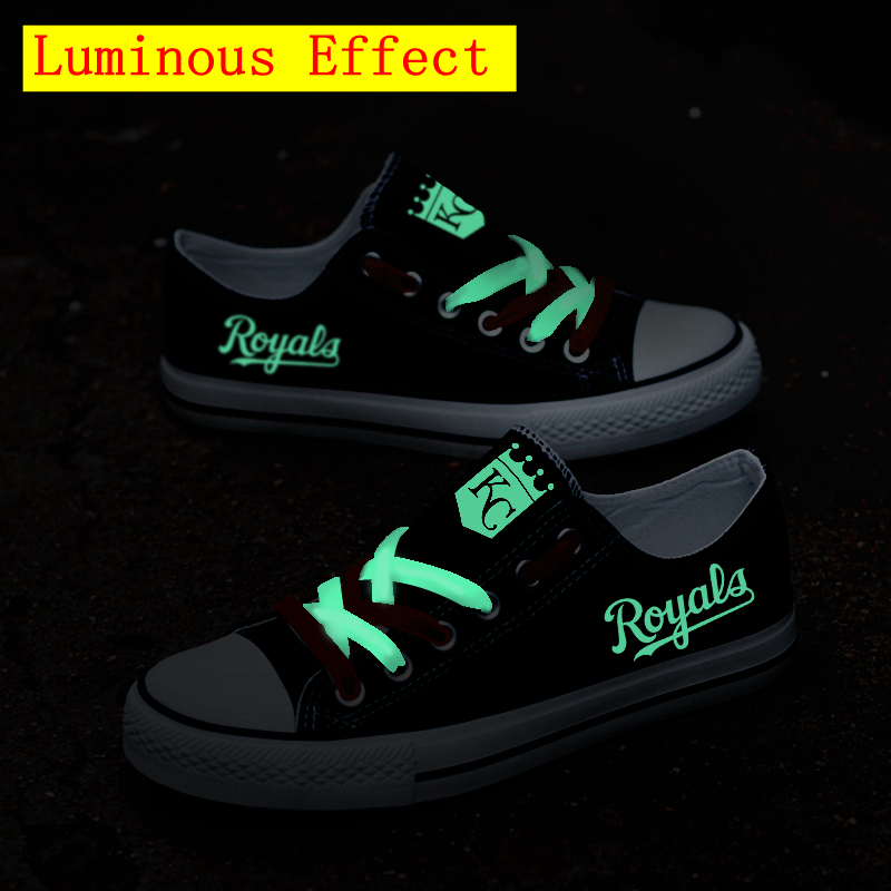 Kansas City Royals Limited Print MLB Baseball Fans Luminous Low Top Canvas Shoes Sport Sneakers T-DJ71LY