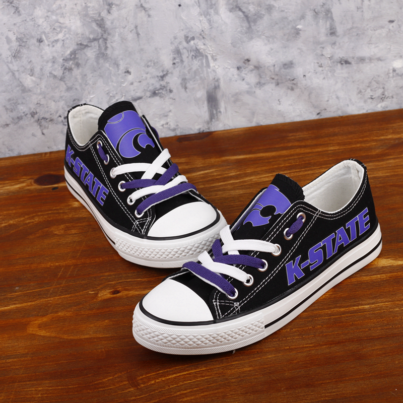 Kansas State Wildcats Limited Print NCAA College Students Low Top Canvas Shoes Sport Sneakers T-DV233H