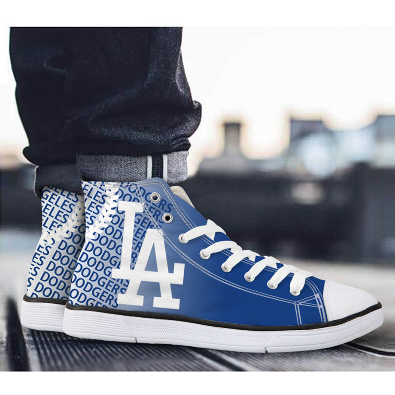 Los Angeles Dodgers 3D Print MLB Baseball Fans Casual Canvas Shoes Lace-Up Sport Sneakers AK19089