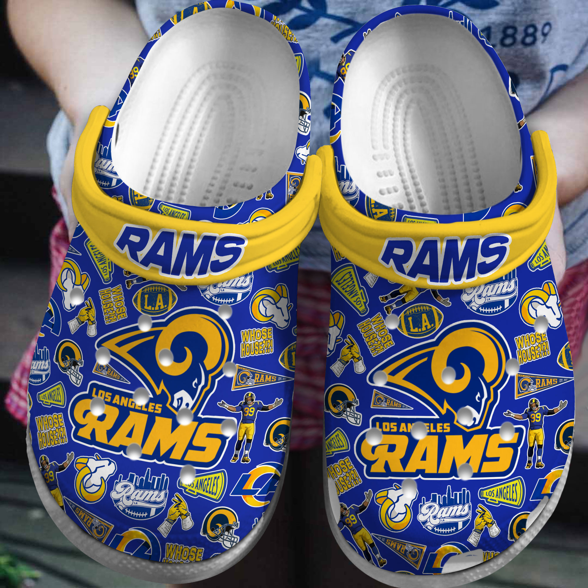 Los Angeles Rams NFL Sport Crocs Crocband Clogs Shoes Discount for Students Rookbrand