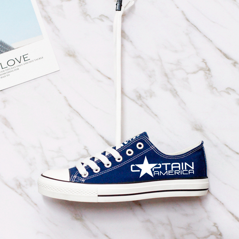 Marvel Avengers Hero Captain America Luminous Printed Casual Canvas Shoes Low Top Sneakers T-DWAL004LY