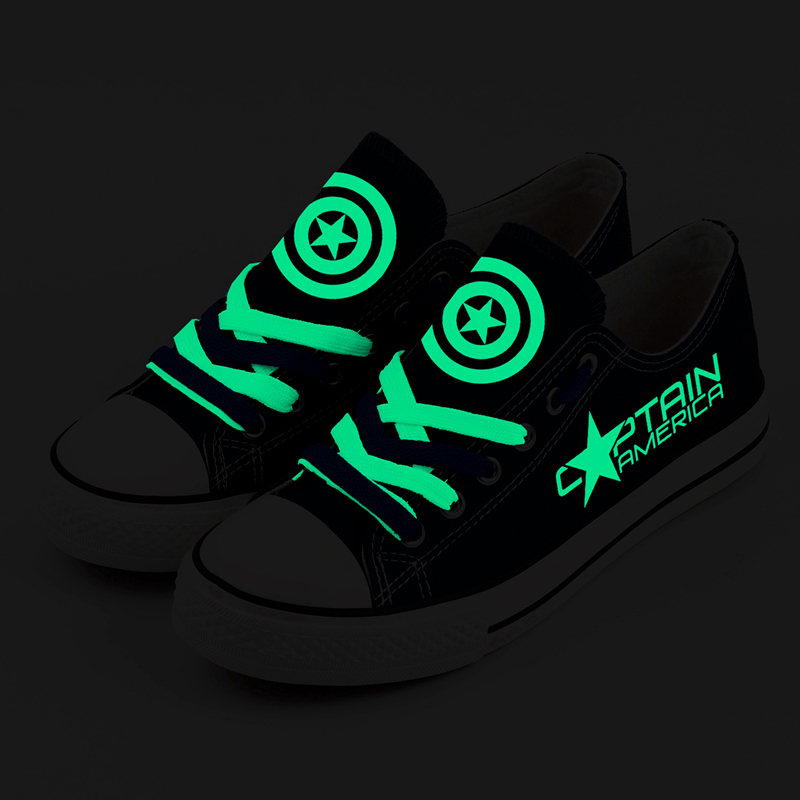 Marvel Avengers Hero Captain America Luminous Printed Casual Canvas Shoes Low Top Sneakers T-DWAL004LY
