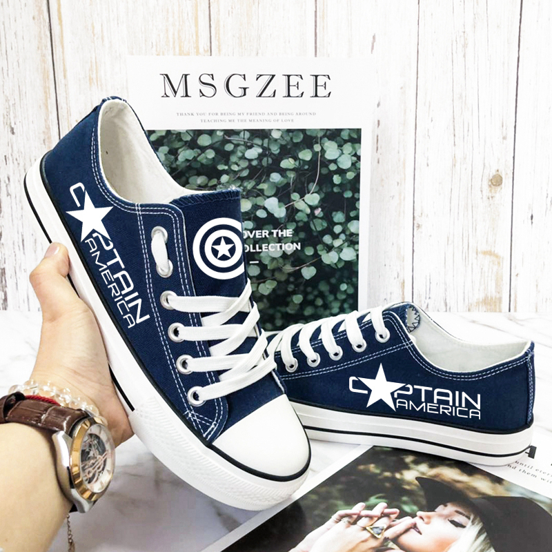 Marvel Avengers Hero Captain America Luminous Printed Casual Canvas Shoes Low Top Sneakers T-DWAL004LY