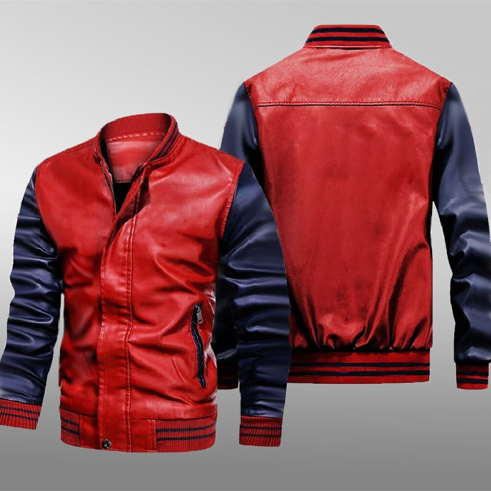 Men's Leather Bomber Jacket Vintage Men Rookbrand