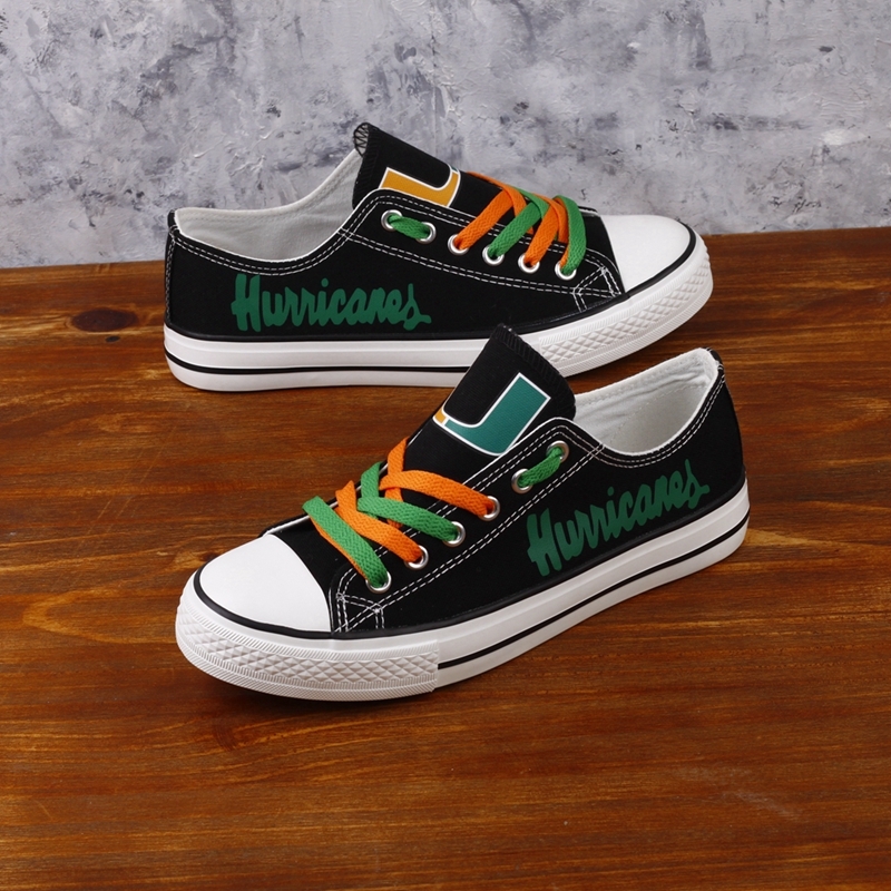 Miami Hurricanes Limited Print NCAA College Students Low Top Canvas Shoes Sport Sneakers T-DV75H