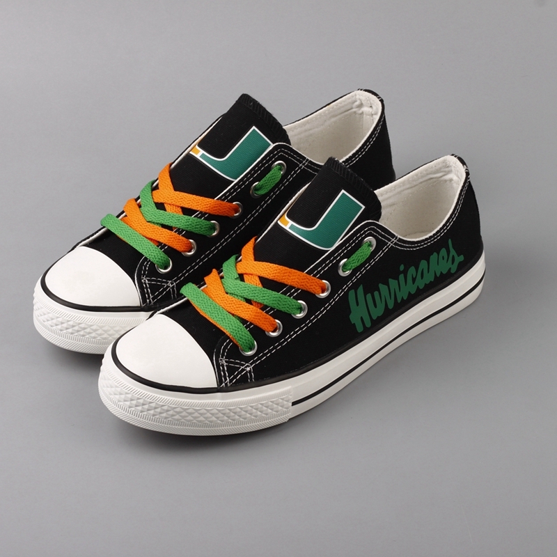 Miami Hurricanes Limited Print NCAA College Students Low Top Canvas Shoes Sport Sneakers T-DV75H