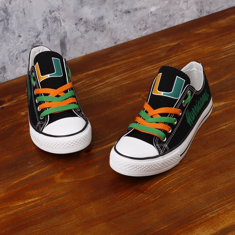 Miami Hurricanes Limited Print NCAA College Students Low Top Canvas Shoes Sport Sneakers T-DV75H
