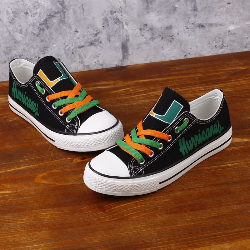 Miami Hurricanes Limited Print NCAA College Students Low Top Canvas Shoes Sport Sneakers T-DV75H