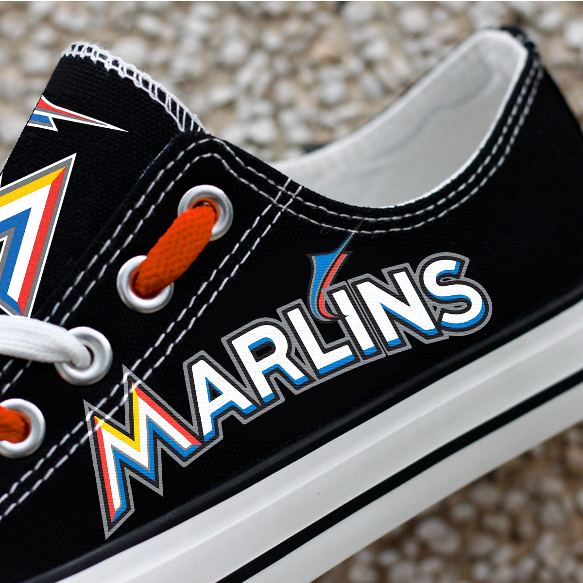 Miami Marlins Limited Print MLB Baseball Fans Low Top Canvas Shoes Sport Sneakers T-DJ112H