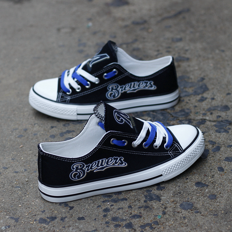 Milwaukee Brewers Limited Print MLB Baseball Fans Low Top Canvas Shoes Sport Sneakers T-DJ113H