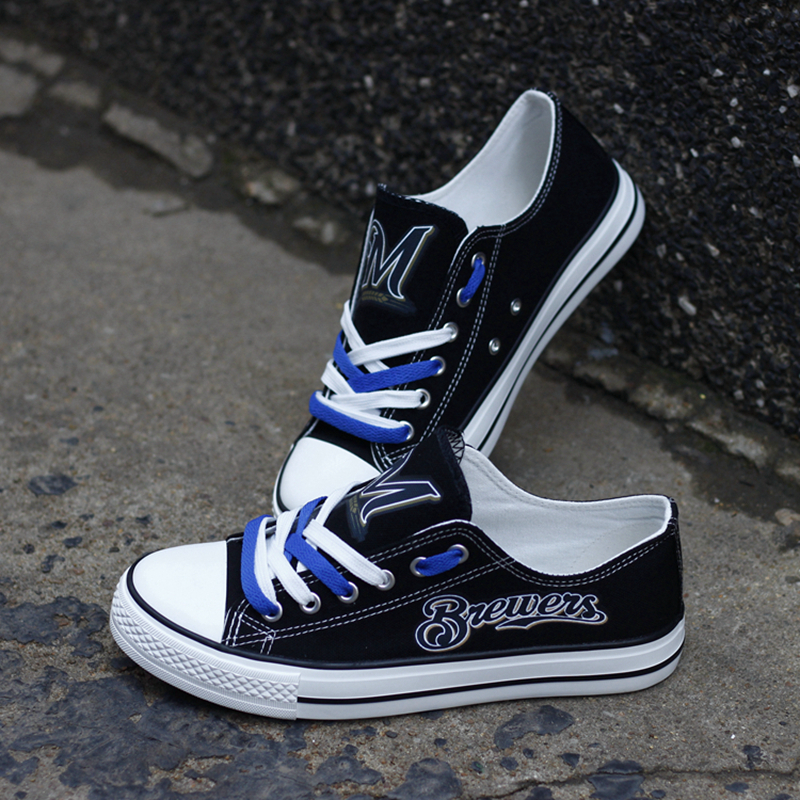 Milwaukee Brewers Limited Print MLB Baseball Fans Low Top Canvas Shoes Sport Sneakers T-DJ113H