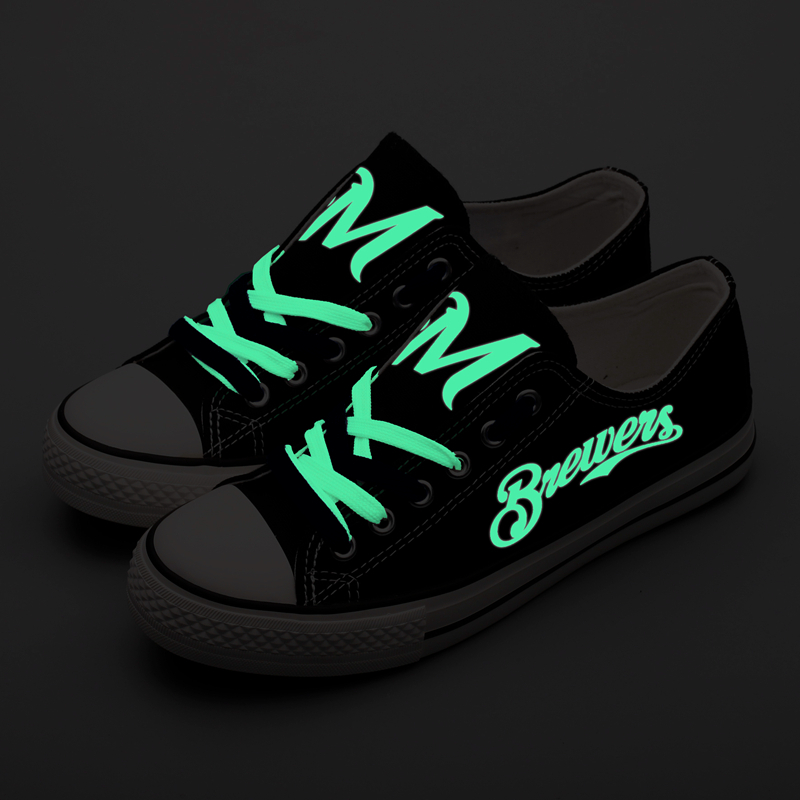 Milwaukee Brewers Limited Print MLB Baseball Fans Luminous Low Top Canvas Shoes Sport Sneakers T-DAC127HY