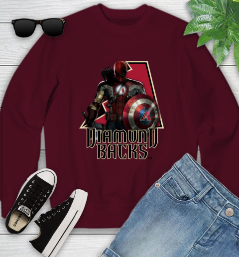 MLB Captain America Thor Spider Man Hawkeye Avengers Endgame Baseball Arizona Diamondbacks Youth Sweatshirt mlb captain america thor spider man hawkeye avengers endgame baseball arizona diamondbacks youth sweatshirt 5694 pcsv9