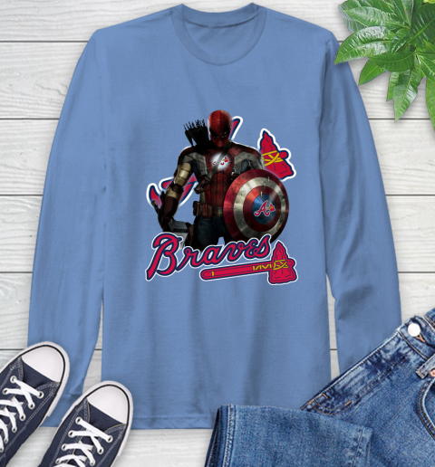 MLB Captain America Thor Spider Man Hawkeye Avengers Endgame Baseball Atlanta Braves Long Sleeve T-Shirt mlb captain america thor spider man hawkeye avengers endgame baseball atlanta braves long sleeve t shirt 1011 vaawr