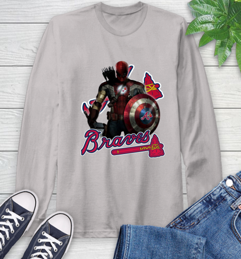 MLB Captain America Thor Spider Man Hawkeye Avengers Endgame Baseball Atlanta Braves Long Sleeve T-Shirt mlb captain america thor spider man hawkeye avengers endgame baseball atlanta braves long sleeve t shirt 1998 rf0dj