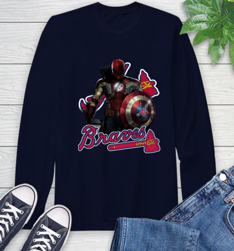 MLB Captain America Thor Spider Man Hawkeye Avengers Endgame Baseball Atlanta Braves Long Sleeve T-Shirt mlb captain america thor spider man hawkeye avengers endgame baseball atlanta braves long sleeve t shirt 6251 7gmvs