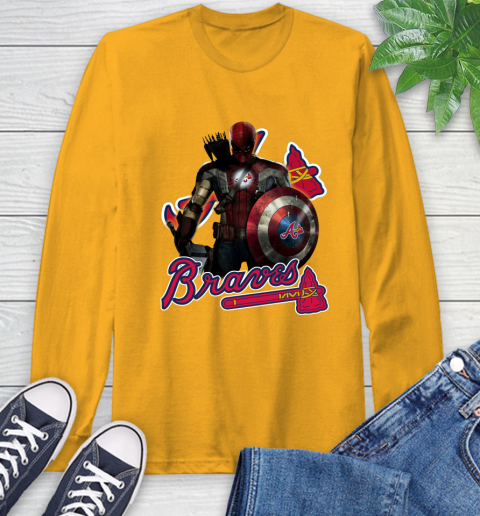 MLB Captain America Thor Spider Man Hawkeye Avengers Endgame Baseball Atlanta Braves Long Sleeve T-Shirt mlb captain america thor spider man hawkeye avengers endgame baseball atlanta braves long sleeve t shirt 8747 lmy98