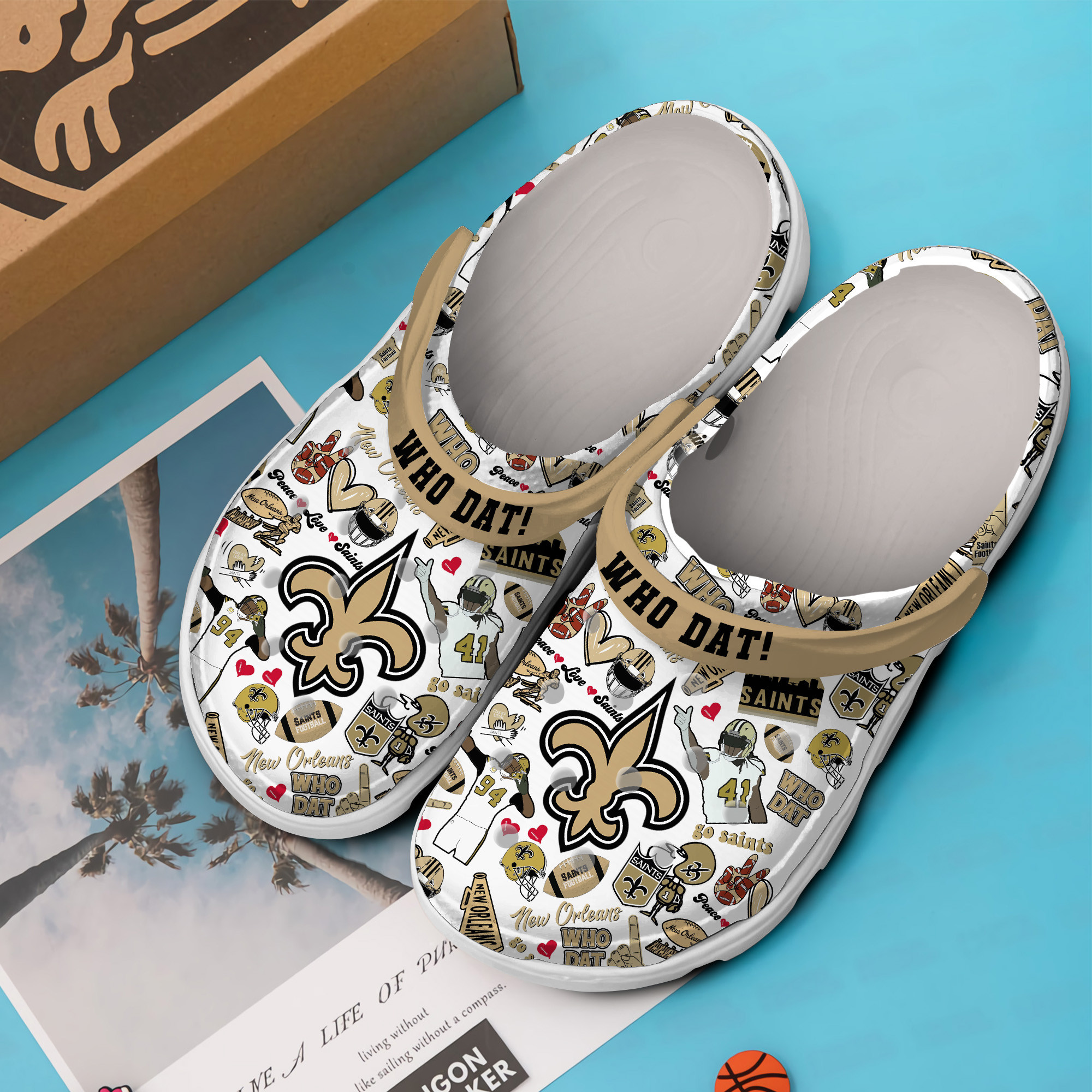 New Orleans Saints NFL Sport Crocs Crocband Clogs Shoes for standing