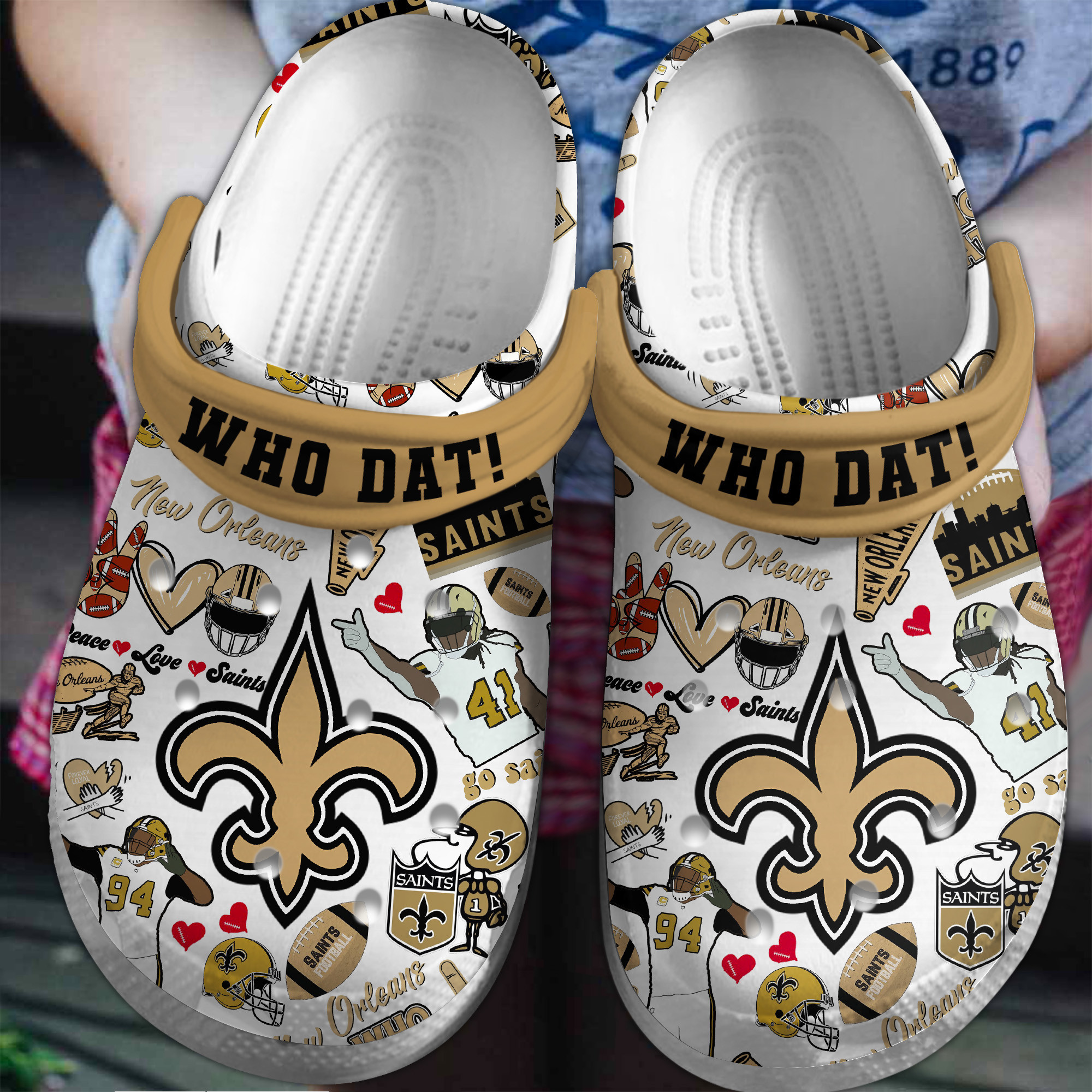 New Orleans Saints NFL Sport Crocs Crocband Clogs Shoes for standing