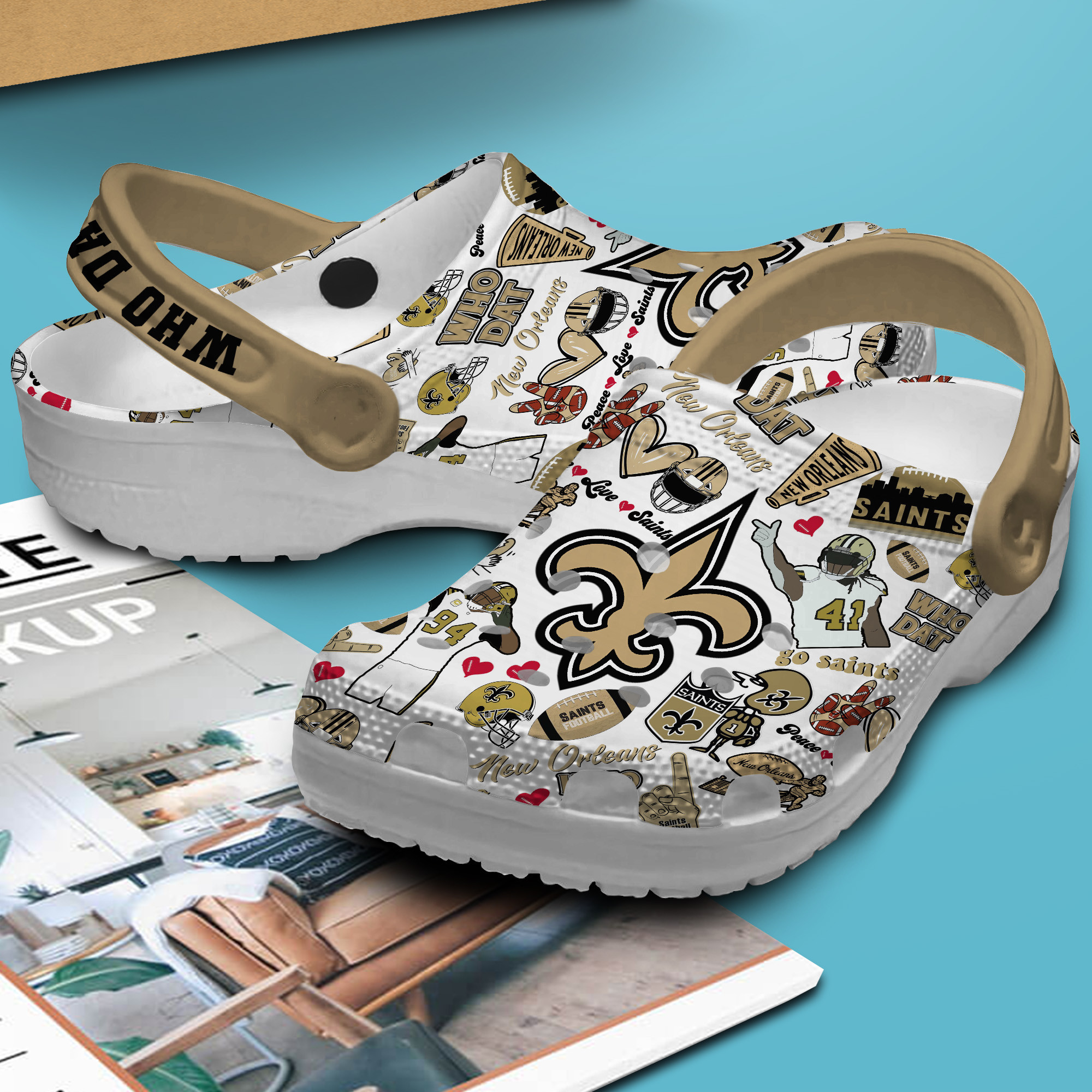 New Orleans Saints NFL Sport Crocs Crocband Clogs Shoes for standing