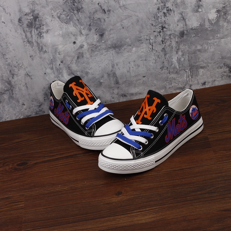New York Mets Limited Print MLB Baseball Fans Low Top Canvas Shoes Sport Sneakers T-DJ138H