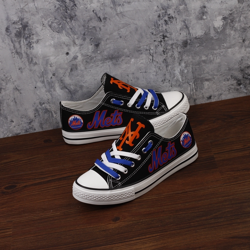 New York Mets Limited Print MLB Baseball Fans Low Top Canvas Shoes Sport Sneakers T-DJ138H